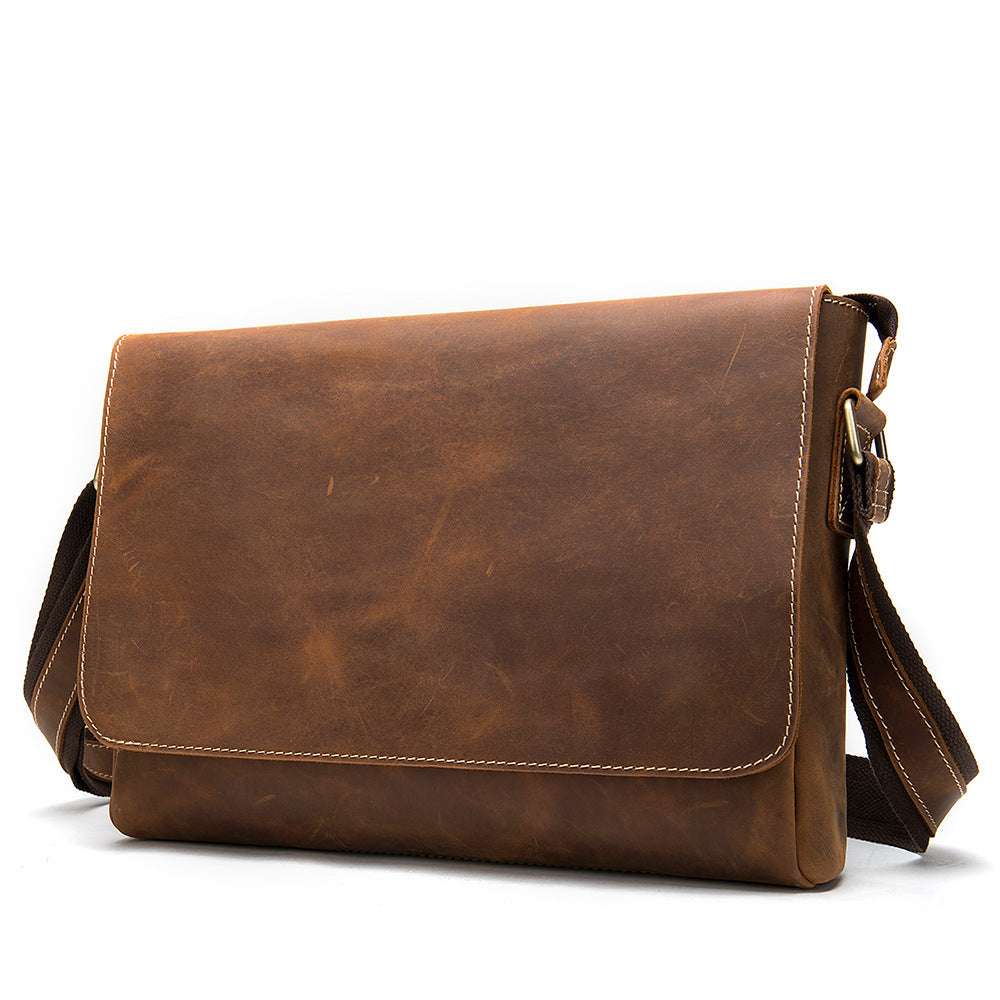 Vintage Leather Crossbody Satchel with Top Grain Hide