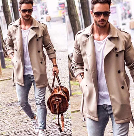 Modern Plain Hue Basic Men's Mid-Length Wool Jacket