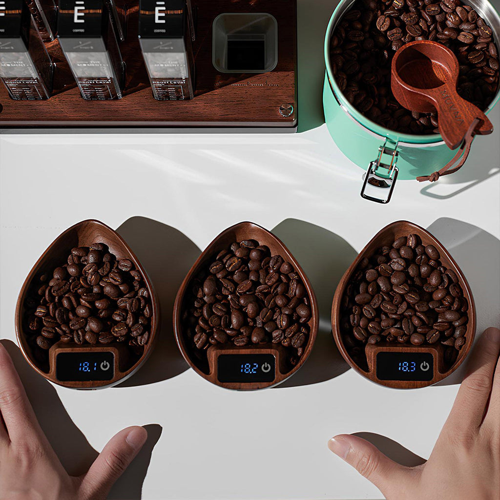 Electronic Walnut Coffee Scale With Leaf Shade